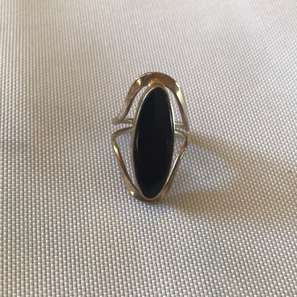 Black onyx and silver ring